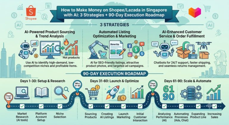 How to Make Money on Shopee/Lazada in Singapore with AI:3 Strategies + 90-Day Execution Roadmap